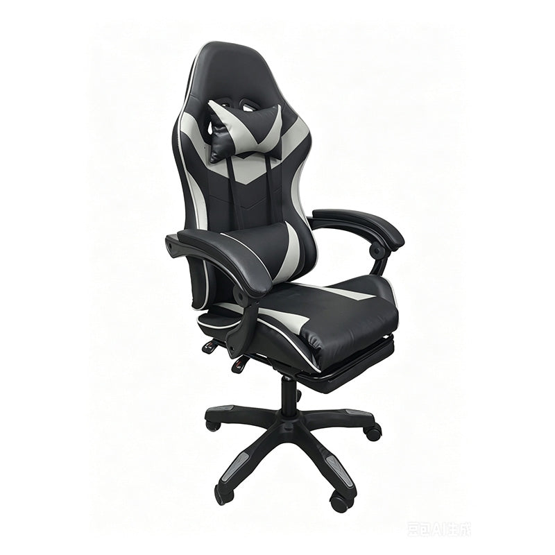 A9937 ΜΑΥΡΟ/ΓΚΡΙ PVC ΠΟΛΥΘΡΟΝΑ GAMING/ΜΕ ΥΠΟΠΟΔΙΟ 64x59x43-112/53-125