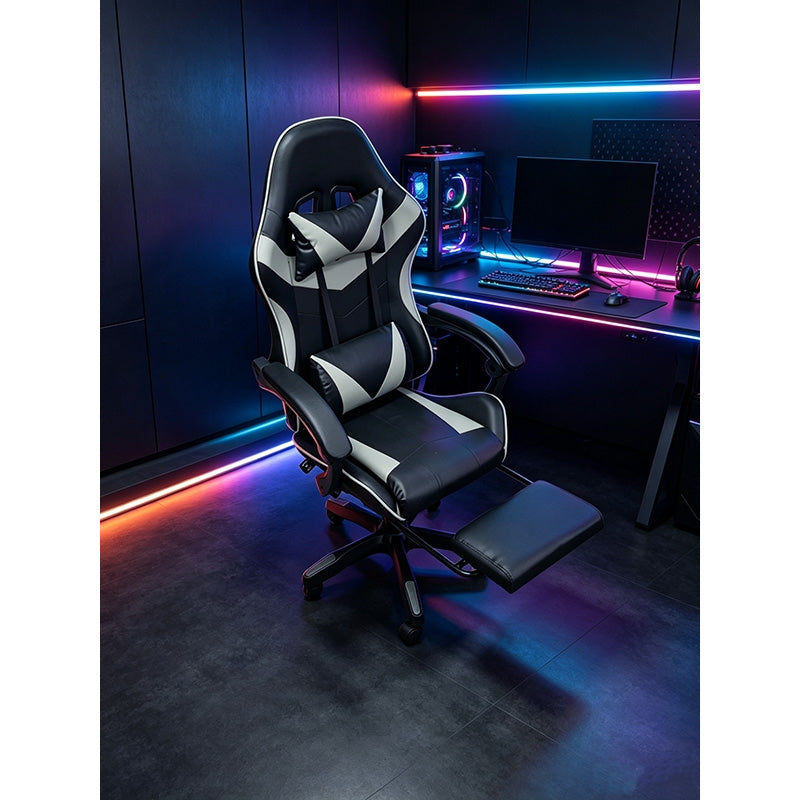 A9937 ΜΑΥΡΟ/ΓΚΡΙ PVC ΠΟΛΥΘΡΟΝΑ GAMING/ΜΕ ΥΠΟΠΟΔΙΟ 64x59x43-112/53-125