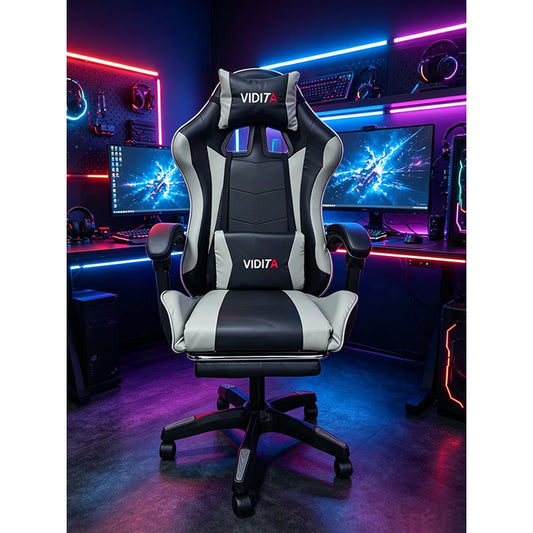 A6060 ΜΑΥΡΟ/ΓΚΡΙ ΠΟΛΥΘΡΟΝΑ GAMING ΜΕ ΥΠΟΠΟΔΙΟ 64x62x113-121