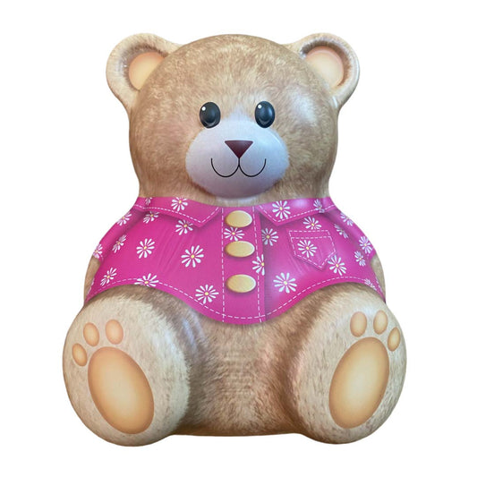 Κουτί Μεταλλικό Αρκουδάκι με Ροζ 14x9x16