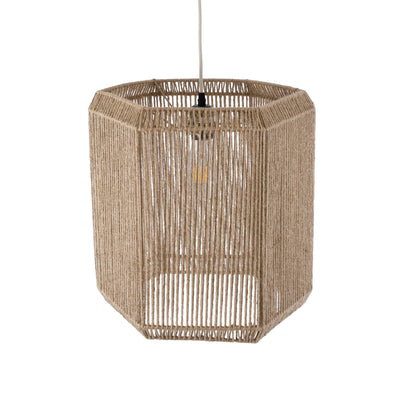 CAYMAN 00519 Boho Κρεμαστό Φωτιστικό Οροφής Μονόφωτο 1 x E27 AC220-240V IP20 - Φ40 x Υ40cm - Μπεζ Λεπτό Σχοινί Τριχιά Πλέγμα