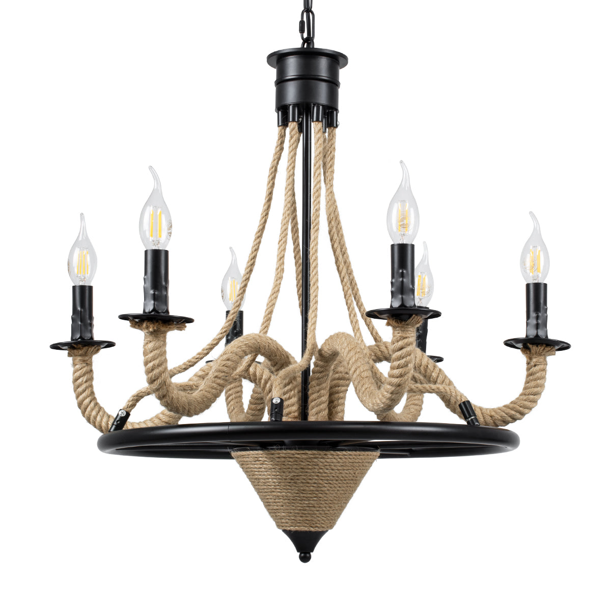 PENNSYLVANIA 00541 Vintage Κρεμαστό Φωτιστικό Οροφής με Ντουί 6 x E14 AC 220-240V IP20 - Μαύρο & Μπεζ - Μ64 x Π64 x Υ63