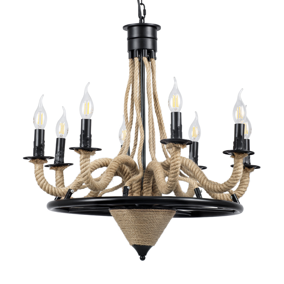 PENNSYLVANIA 00542 Vintage Κρεμαστό Φωτιστικό Οροφής με Ντουί 8 x E14 AC 220-240V IP20 - Μαύρο & Μπεζ - Μ64 x Π64 x Υ63