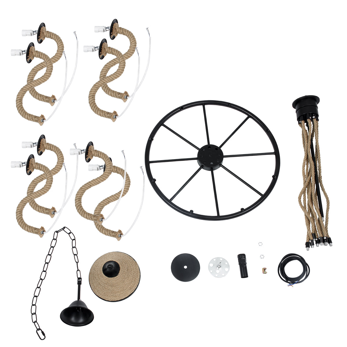 PENNSYLVANIA 00542 Vintage Κρεμαστό Φωτιστικό Οροφής με Ντουί 8 x E14 AC 220-240V IP20 - Μαύρο & Μπεζ - Μ64 x Π64 x Υ63