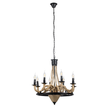 PENNSYLVANIA 00542 Vintage Κρεμαστό Φωτιστικό Οροφής με Ντουί 8 x E14 AC 220-240V IP20 - Μαύρο & Μπεζ - Μ64 x Π64 x Υ63