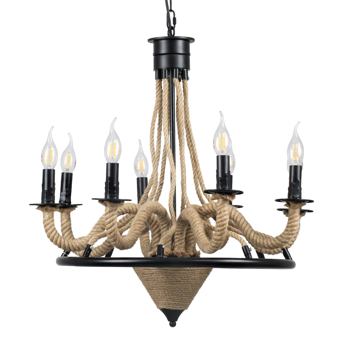 PENNSYLVANIA 00542 Vintage Κρεμαστό Φωτιστικό Οροφής με Ντουί 8 x E14 AC 220-240V IP20 - Μαύρο & Μπεζ - Μ64 x Π64 x Υ63