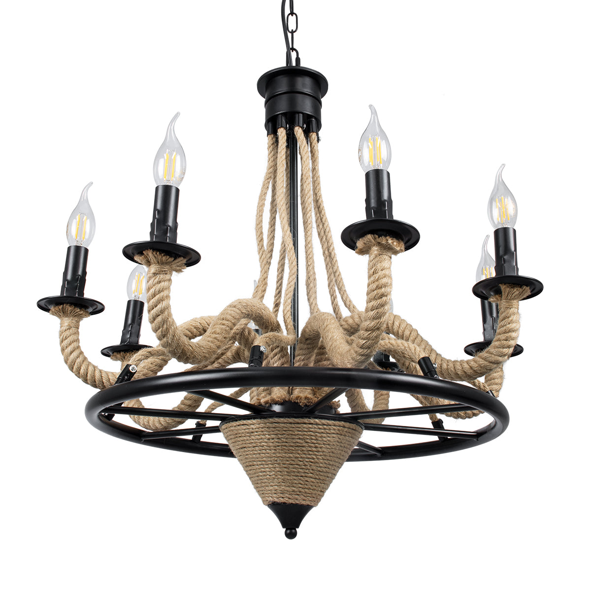 PENNSYLVANIA 00542 Vintage Κρεμαστό Φωτιστικό Οροφής με Ντουί 8 x E14 AC 220-240V IP20 - Μαύρο & Μπεζ - Μ64 x Π64 x Υ63