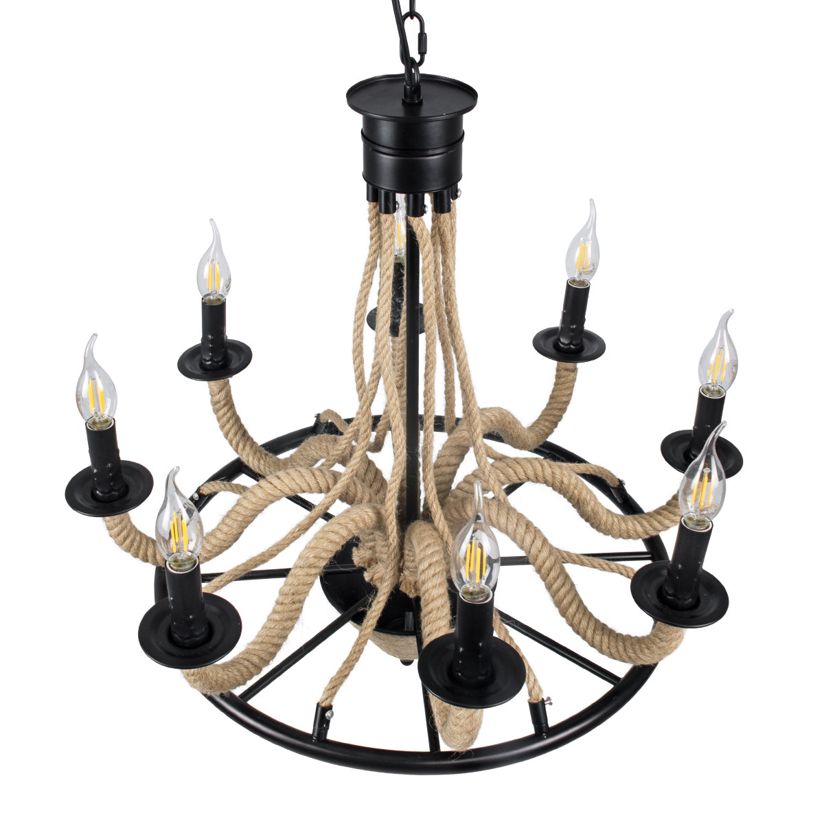 PENNSYLVANIA 00542 Vintage Κρεμαστό Φωτιστικό Οροφής με Ντουί 8 x E14 AC 220-240V IP20 - Μαύρο & Μπεζ - Μ64 x Π64 x Υ63