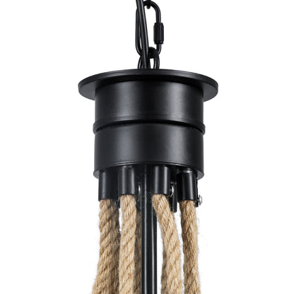 PENNSYLVANIA 00542 Vintage Κρεμαστό Φωτιστικό Οροφής με Ντουί 8 x E14 AC 220-240V IP20 - Μαύρο & Μπεζ - Μ64 x Π64 x Υ63