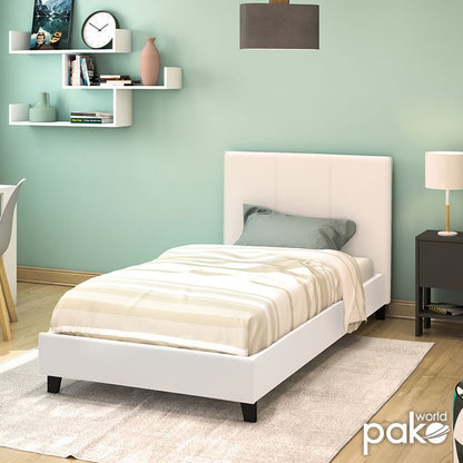 Κρεβάτι Nevil Μονό 100X200 PU Χρώμα Λευκό Ματ