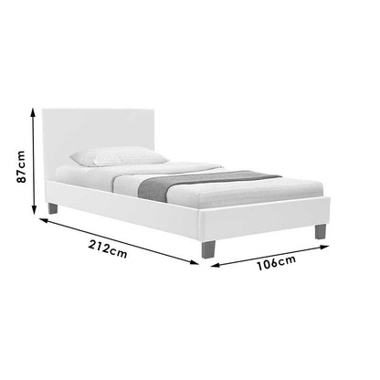 Κρεβάτι Nevil Μονό 100X200 PU Χρώμα Λευκό Ματ
