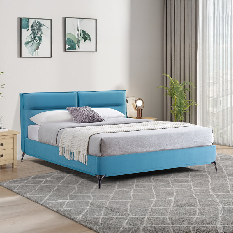 Κρεβάτι Ikina Βελούδο σε Πετρόλ Απόχρωση 160x200εκ