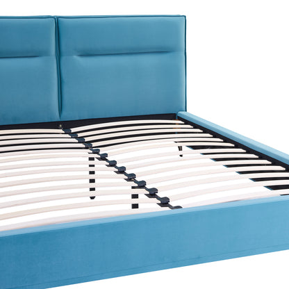 Κρεβάτι Ikina Βελούδο σε Πετρόλ Απόχρωση 160x200εκ