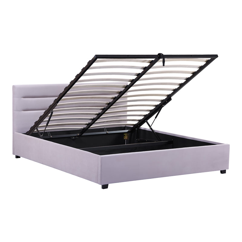 Κρεβάτι Molito Βελούδο σε Γκρι Απόχρωση με Αποθηκευτικό Χώρο 160x200εκ