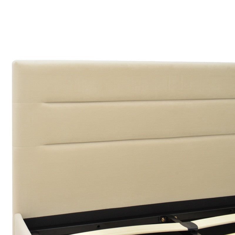 Κρεβάτι Molito Βελούδο σε Εκρού Απόχρωση με Αποθηκευτικό Χώρο 120x200εκ