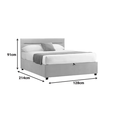 Κρεβάτι Molito Βελούδο σε Εκρού Απόχρωση με Αποθηκευτικό Χώρο 120x200εκ