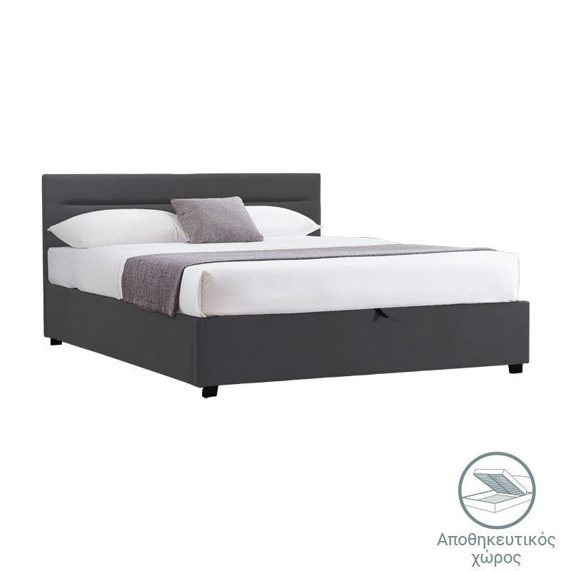 Κρεβάτι Molito Βελούδο σε Μαύρη Απόχρωση με Αποθηκευτικό Χώρο 150x200εκ
