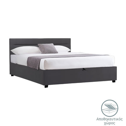 Κρεβάτι Molito Βελούδο σε Μαύρη Απόχρωση με Αποθηκευτικό Χώρο 150x200εκ
