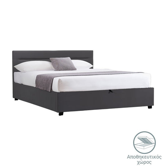 Κρεβάτι Molito Βελούδο σε Μαύρη Απόχρωση με Αποθηκευτικό Χώρο 150x200εκ