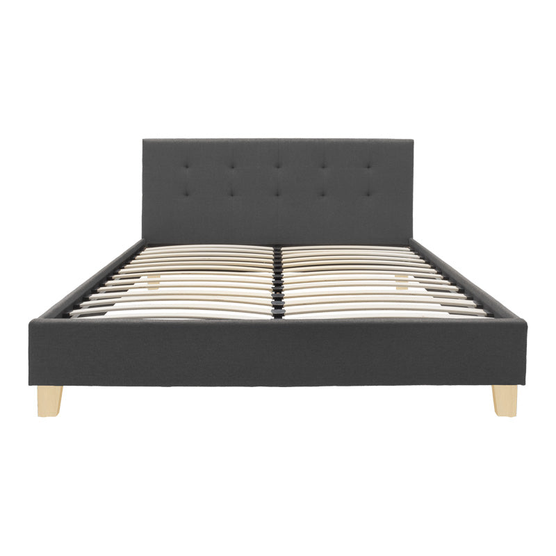 Κρεβάτι Mago Ύφασμα σε Ανθρακί Απόχρωση με Ξύλινο Πόδι 160x200εκ