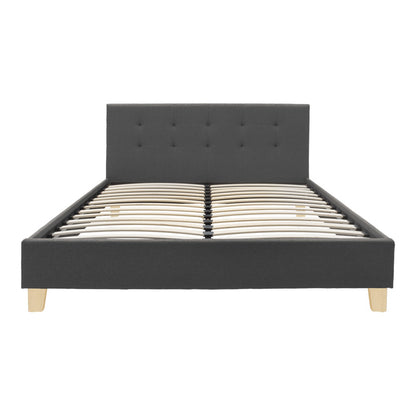 Κρεβάτι Mago Ύφασμα σε Ανθρακί Απόχρωση με Ξύλινο Πόδι 160x200εκ