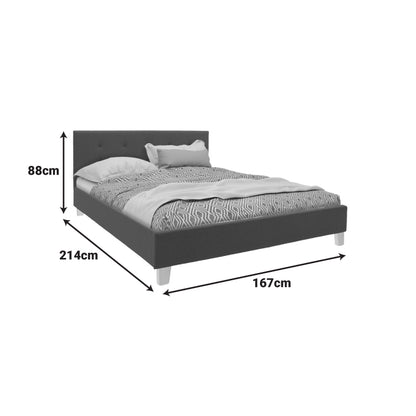 Κρεβάτι Mago Ύφασμα σε Ανθρακί Απόχρωση με Ξύλινο Πόδι 160x200εκ