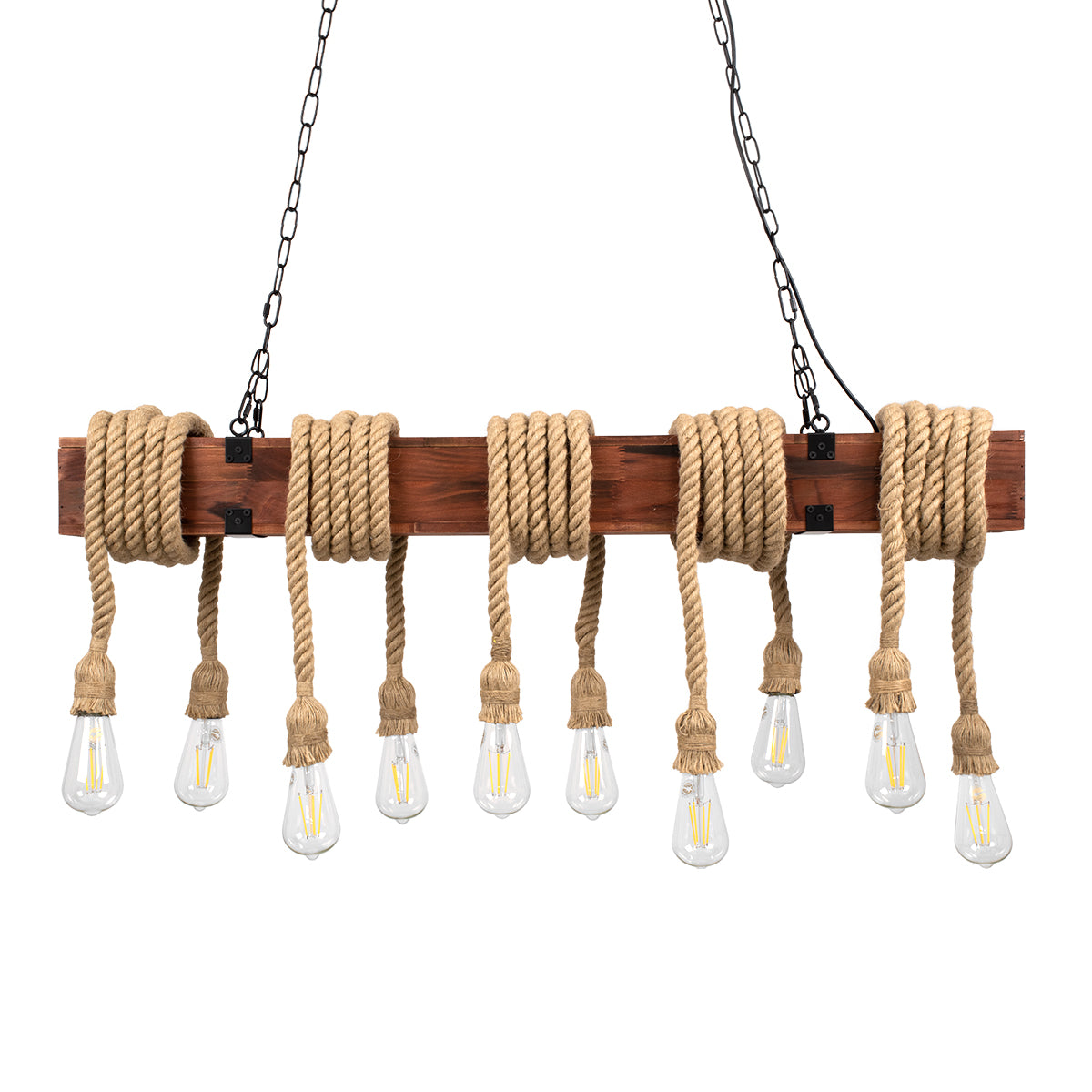 VIKING 00607 Vintage Κρεμαστό Φωτιστικό Οροφής με Ντουί 10 x E27 AC 220-240V IP20 - Καφε & Μπεζ - Μ108 x Π11 x Υ220