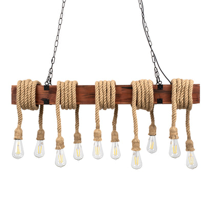 VIKING 00607 Vintage Κρεμαστό Φωτιστικό Οροφής με Ντουί 10 x E27 AC 220-240V IP20 - Καφε & Μπεζ - Μ108 x Π11 x Υ220