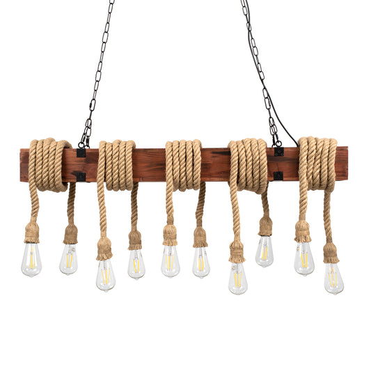 VIKING 00607 Vintage Κρεμαστό Φωτιστικό Οροφής με Ντουί 10 x E27 AC 220-240V IP20 - Καφε & Μπεζ - Μ108 x Π11 x Υ220