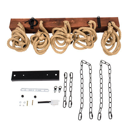 VIKING 00607 Vintage Κρεμαστό Φωτιστικό Οροφής με Ντουί 10 x E27 AC 220-240V IP20 - Καφε & Μπεζ - Μ108 x Π11 x Υ220