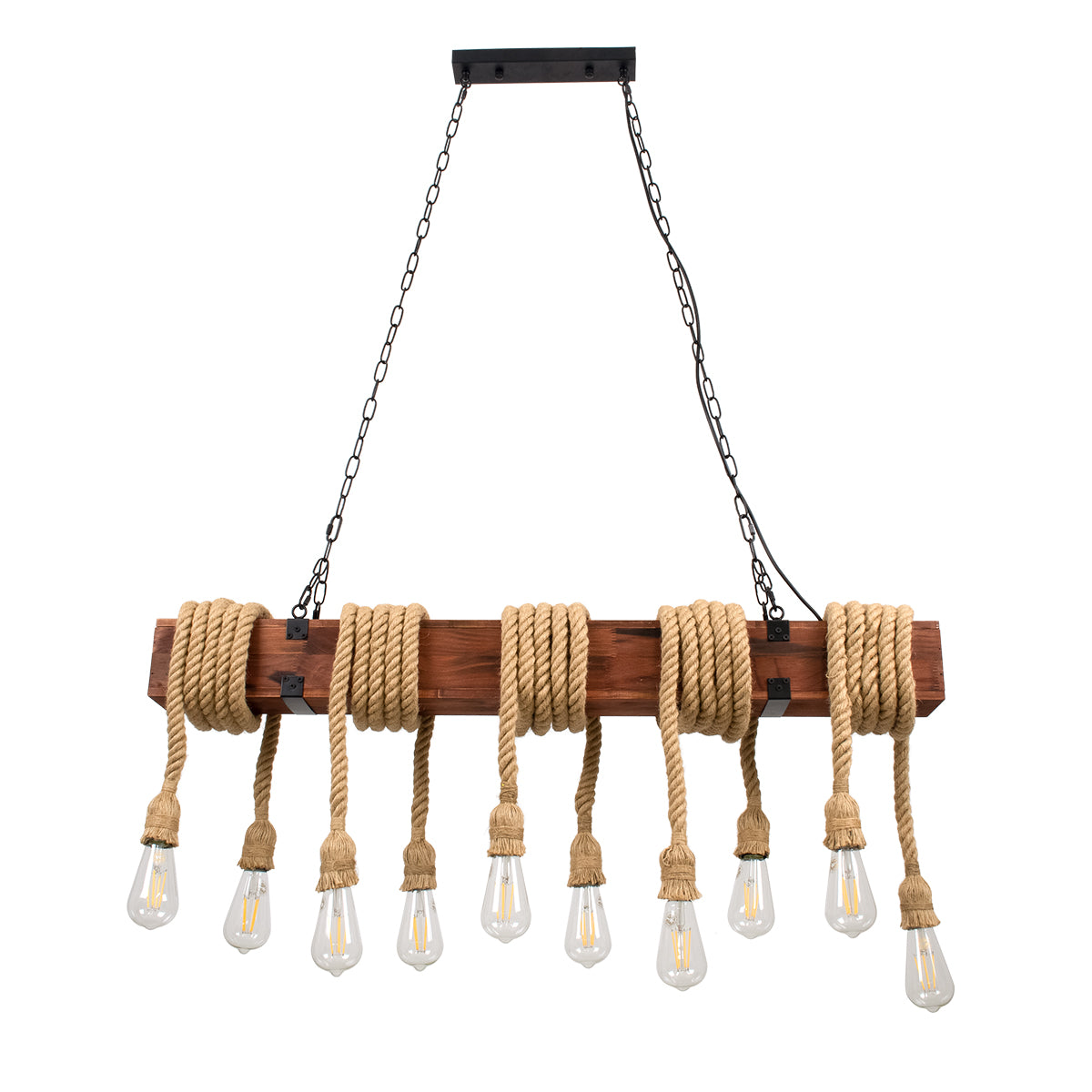 VIKING 00607 Vintage Κρεμαστό Φωτιστικό Οροφής με Ντουί 10 x E27 AC 220-240V IP20 - Καφε & Μπεζ - Μ108 x Π11 x Υ220