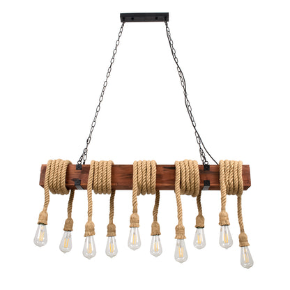 VIKING 00607 Vintage Κρεμαστό Φωτιστικό Οροφής με Ντουί 10 x E27 AC 220-240V IP20 - Καφε & Μπεζ - Μ108 x Π11 x Υ220