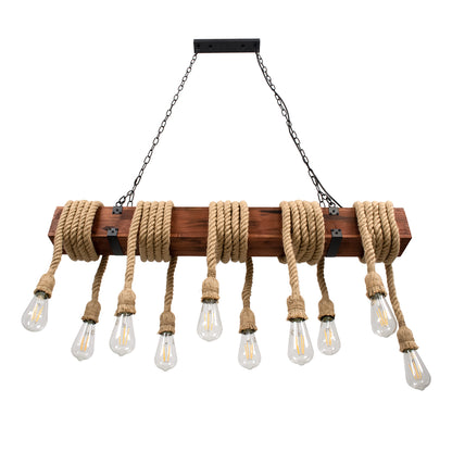 VIKING 00607 Vintage Κρεμαστό Φωτιστικό Οροφής με Ντουί 10 x E27 AC 220-240V IP20 - Καφε & Μπεζ - Μ108 x Π11 x Υ220