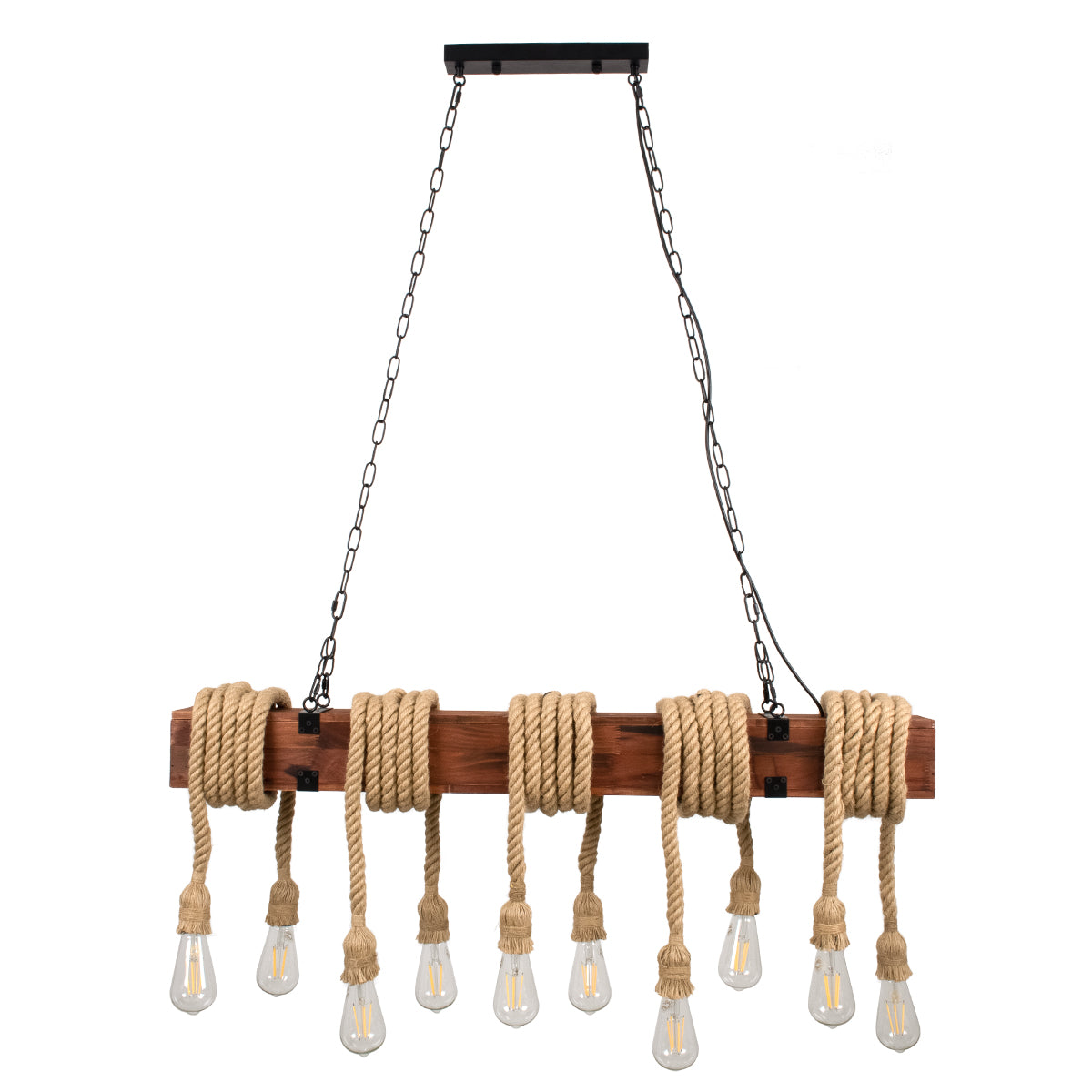 VIKING 00607 Vintage Κρεμαστό Φωτιστικό Οροφής με Ντουί 10 x E27 AC 220-240V IP20 - Καφε & Μπεζ - Μ108 x Π11 x Υ220