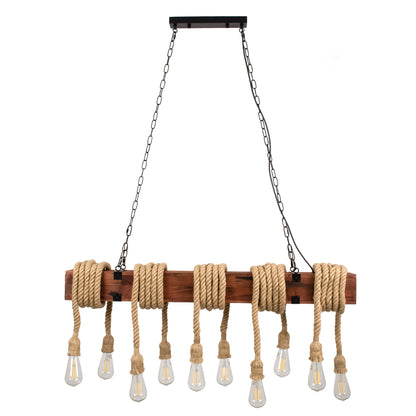 VIKING 00607 Vintage Κρεμαστό Φωτιστικό Οροφής με Ντουί 10 x E27 AC 220-240V IP20 - Καφε & Μπεζ - Μ108 x Π11 x Υ220