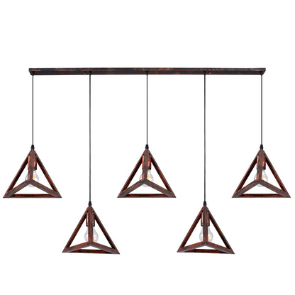 TRIANGLE 00609 Μοντέρνο Κρεμαστό Φωτιστικό Οροφής Πολύφωτο 5 x E27 Χάλκινο Μεταλλικό Πλέγμα Μ170 x Π22 x Y130cm