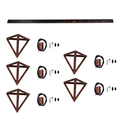 TRIANGLE 00609 Μοντέρνο Κρεμαστό Φωτιστικό Οροφής Πολύφωτο 5 x E27 Χάλκινο Μεταλλικό Πλέγμα Μ170 x Π22 x Y130cm