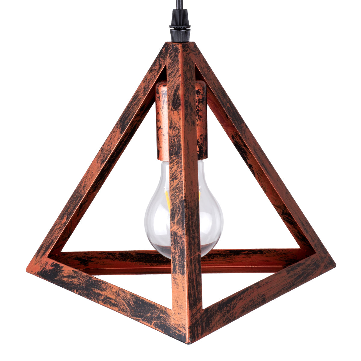 TRIANGLE 00609 Μοντέρνο Κρεμαστό Φωτιστικό Οροφής Πολύφωτο 5 x E27 Χάλκινο Μεταλλικό Πλέγμα Μ170 x Π22 x Y130cm