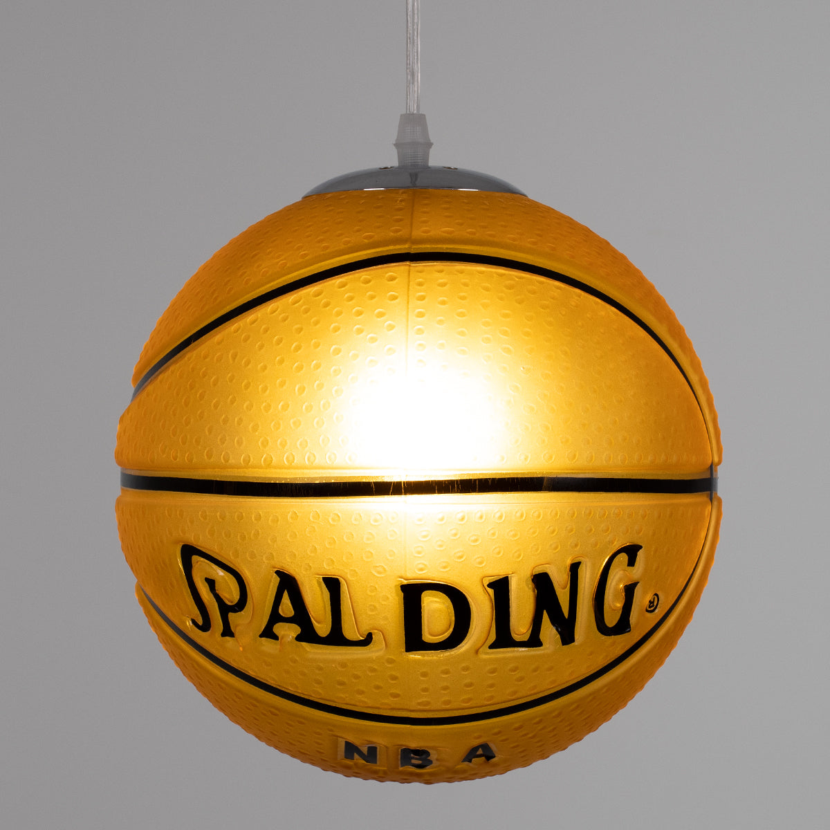 SPALDING NBA 00649 Μοντέρνο Κρεμαστό Παιδικό Φωτιστικό Οροφής Μονόφωτο 1 x E27 Πορτοκαλί Γυάλινο Φ25 x Υ25cm