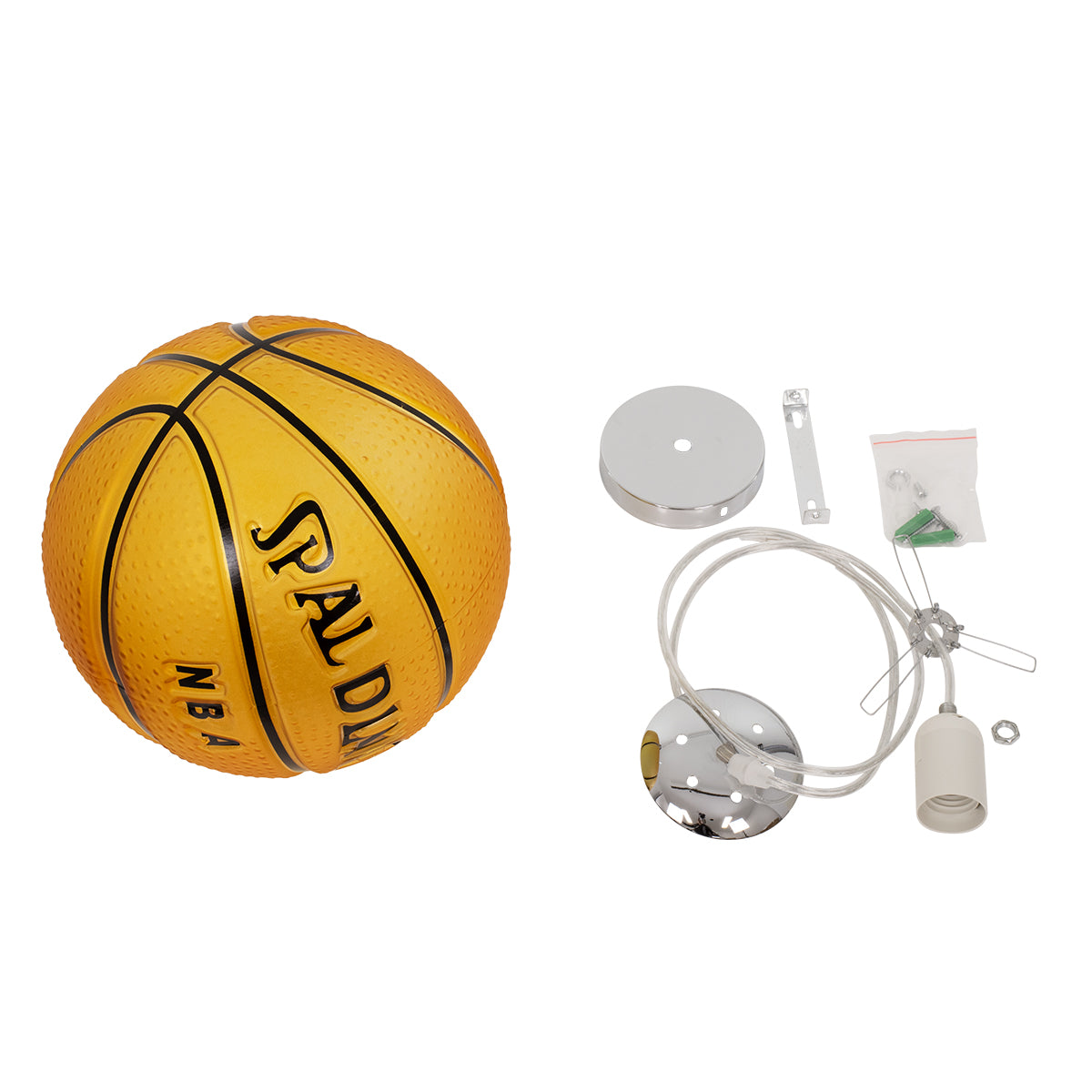 SPALDING NBA 00649 Μοντέρνο Κρεμαστό Παιδικό Φωτιστικό Οροφής Μονόφωτο 1 x E27 Πορτοκαλί Γυάλινο Φ25 x Υ25cm