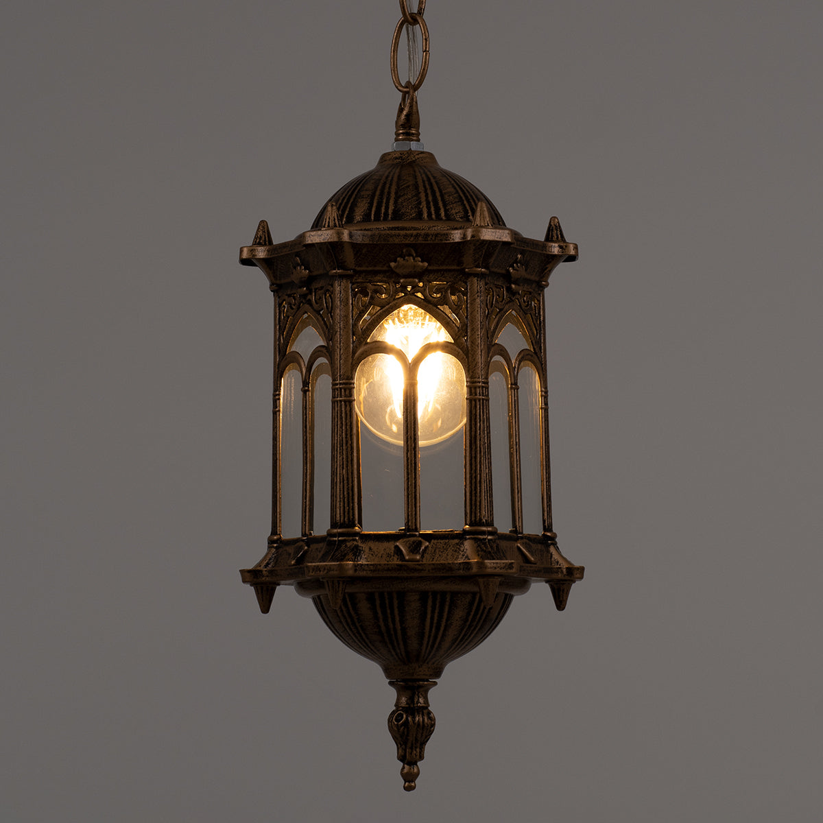 DARCY 00656 Vintage Κρεμαστό Φωτιστικό Πλέγμα Μονόφωτο 1 x E27 IP20 Μπρούτζινο Μέταλλο με Διάφανο Γυαλί - Μ15.5 x Π15.5 x Υ32.5cm