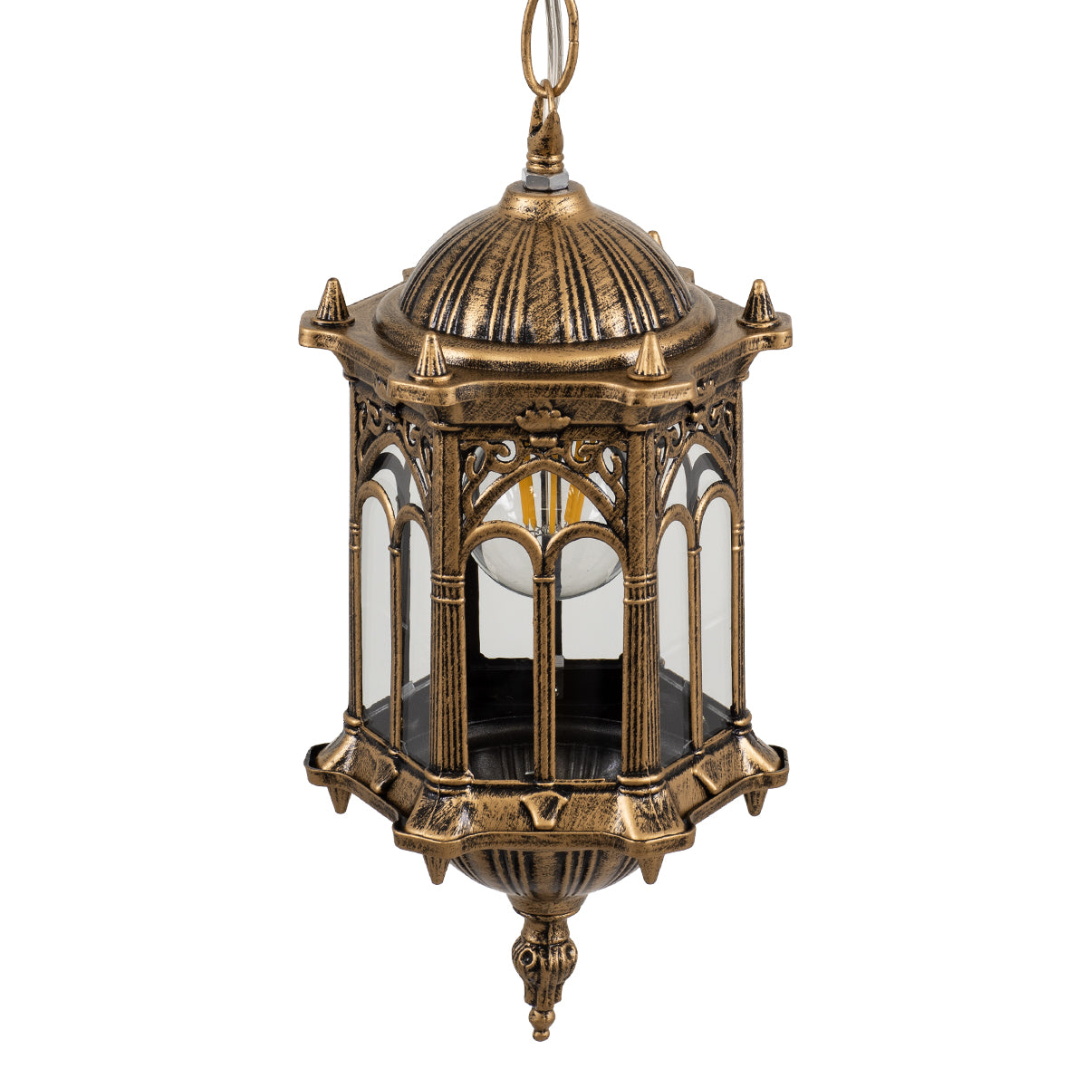 DARCY 00656 Vintage Κρεμαστό Φωτιστικό Πλέγμα Μονόφωτο 1 x E27 IP20 Μπρούτζινο Μέταλλο με Διάφανο Γυαλί - Μ15.5 x Π15.5 x Υ32.5cm