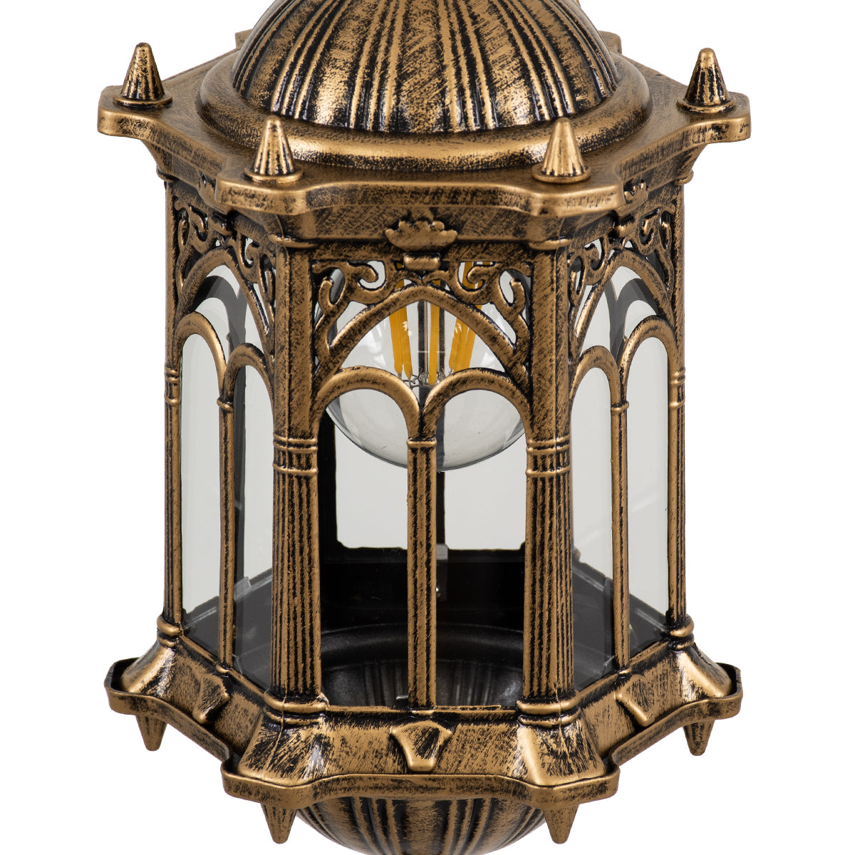 DARCY 00656 Vintage Κρεμαστό Φωτιστικό Πλέγμα Μονόφωτο 1 x E27 IP20 Μπρούτζινο Μέταλλο με Διάφανο Γυαλί - Μ15.5 x Π15.5 x Υ32.5cm