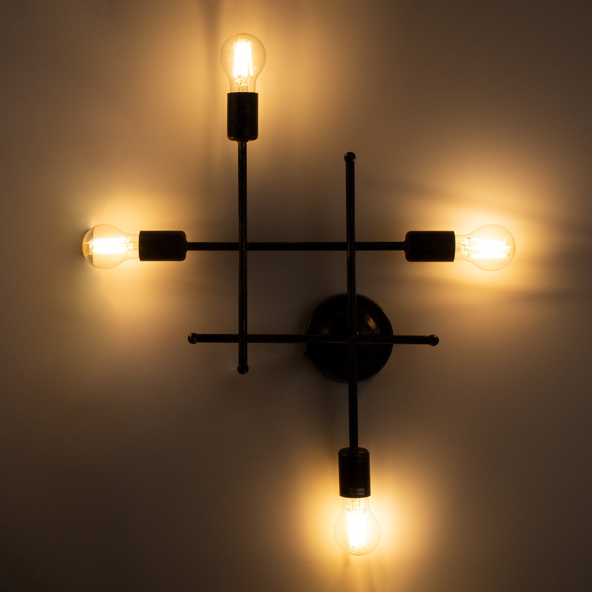 PIPING 00663 Vintage Επιτοίχιο Φωτιστικό Πολύφωτο 4xE27 AC220-240V IP20 - Μ40 x Π9 x Υ52cm - Μπρούτζινο Μεταλλικό Πλέγμα