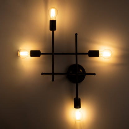 PIPING 00663 Vintage Επιτοίχιο Φωτιστικό Πολύφωτο 4xE27 AC220-240V IP20 - Μ40 x Π9 x Υ52cm - Μπρούτζινο Μεταλλικό Πλέγμα