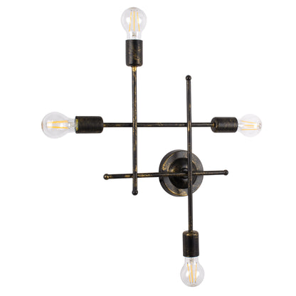 PIPING 00663 Vintage Επιτοίχιο Φωτιστικό Πολύφωτο 4xE27 AC220-240V IP20 - Μ40 x Π9 x Υ52cm - Μπρούτζινο Μεταλλικό Πλέγμα