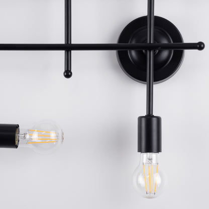 PIPING 00664-1 Vintage Φωτιστικό Οροφής Πλέγμα Πολύφωτο 6 x E27 IP20 Μαύρο Μέταλλο - Μ66 x Π9.5 x Υ49cm