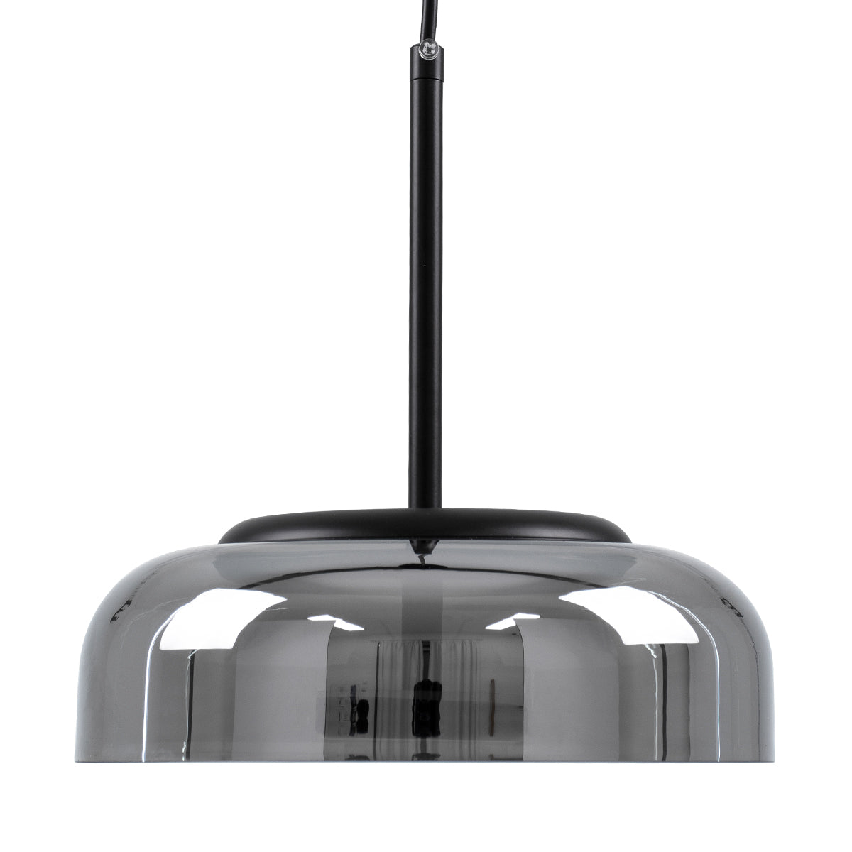 CHARLOTTE 00743 Μοντέρνο Κρεμαστό Φωτιστικό Οροφής Μονόφωτο Φιμέ Γυάλινο Μαύρο Μεταλλικό CREE LED 5W 500lm 180° AC 85-265V Θερμό Λευκό 2700K Φ23 x Υ23cm