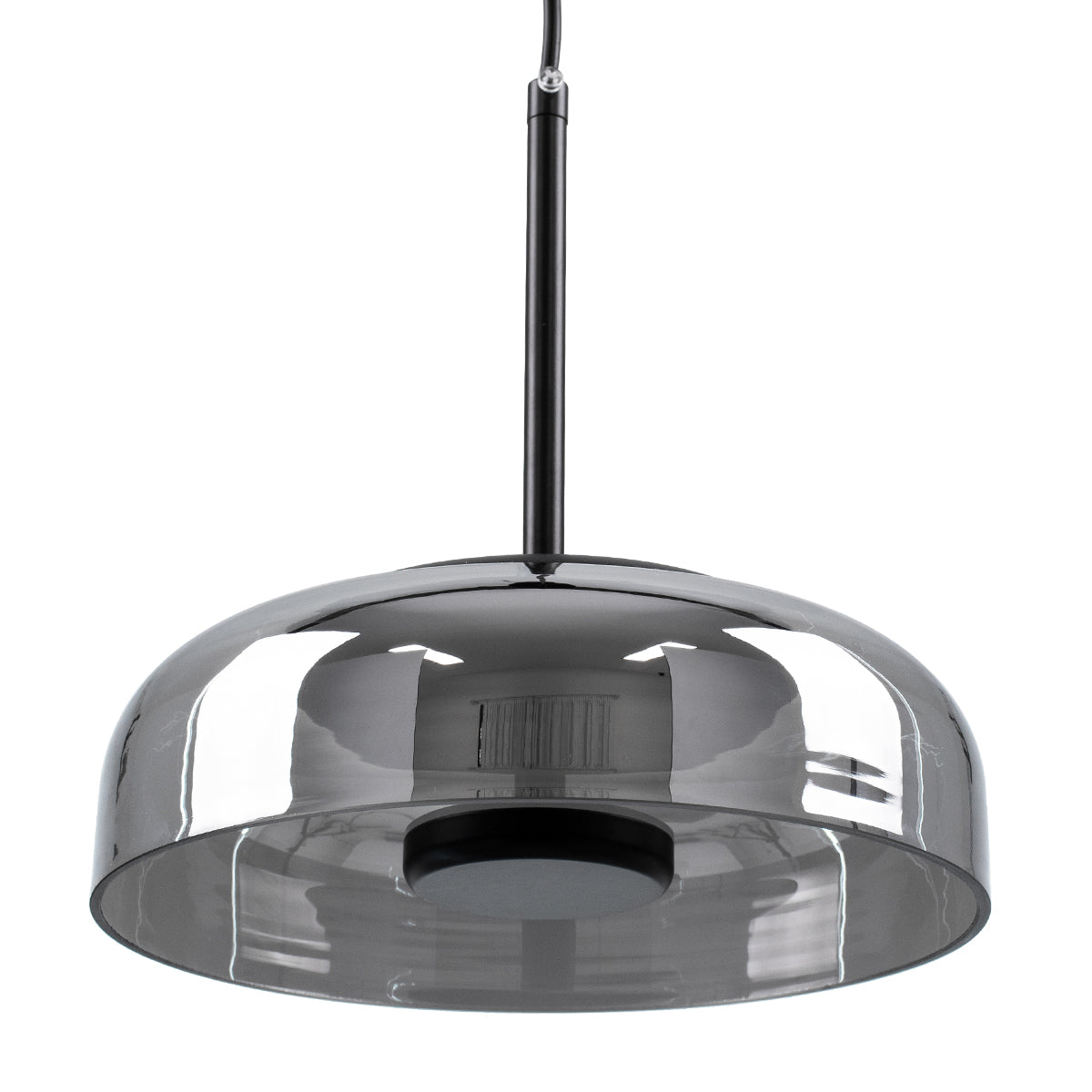 CHARLOTTE 00743 Μοντέρνο Κρεμαστό Φωτιστικό Οροφής Μονόφωτο Φιμέ Γυάλινο Μαύρο Μεταλλικό CREE LED 5W 500lm 180° AC 85-265V Θερμό Λευκό 2700K Φ23 x Υ23cm