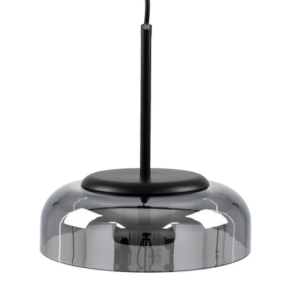 CHARLOTTE 00743 Μοντέρνο Κρεμαστό Φωτιστικό Οροφής Μονόφωτο Φιμέ Γυάλινο Μαύρο Μεταλλικό CREE LED 5W 500lm 180° AC 85-265V Θερμό Λευκό 2700K Φ23 x Υ23cm